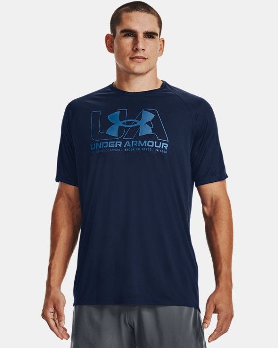 Men's UA Velocity 21230 T-Shirt, Navy, pdpMainDesktop image number 0